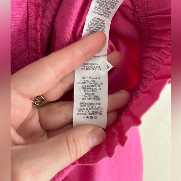 Aerie High Waisted Ruffle Linen Lyocell Pink Shorts - Size L Large - Picture 6 of 6